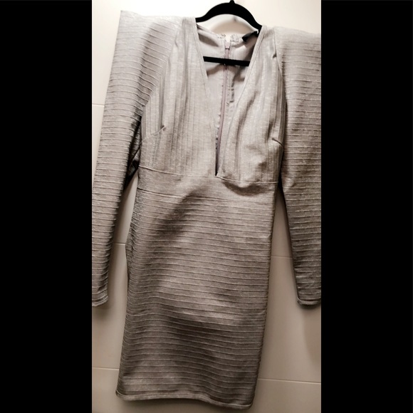 SILVER HIGH SHOULDER DRESS - Picture 1 of 4
